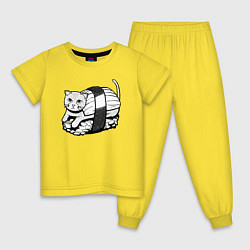 Пижама хлопковая детская Суши-кот, цвет: желтый