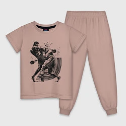 Пижама хлопковая детская Кикбоксинг, цвет: пыльно-розовый