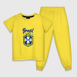 Пижама хлопковая детская Brasil Football, цвет: желтый