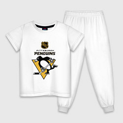 Пижама хлопковая детская Питтсбург Пингвинз НХЛ логотип, цвет: белый