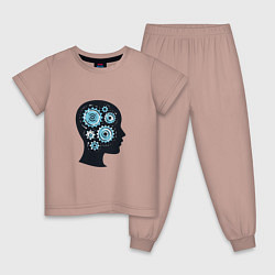 Пижама хлопковая детская Механическая голова, цвет: пыльно-розовый