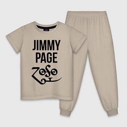 Пижама хлопковая детская Jimmy Page - Led Zeppelin - legend, цвет: миндальный
