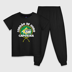 Пижама хлопковая детская Capoeira - Cordao de ouro flag of Brazil, цвет: черный