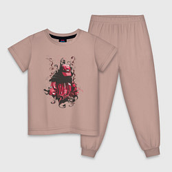 Пижама хлопковая детская Странный человек в дыму, цвет: пыльно-розовый
