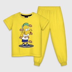 Пижама хлопковая детская Барт Симпсон показывает язык, цвет: желтый