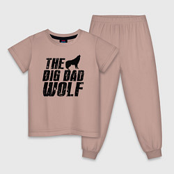 Пижама хлопковая детская Большой страшный волк, цвет: пыльно-розовый