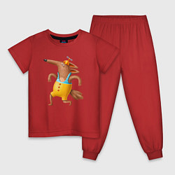 Пижама хлопковая детская Волк в плавательном костюме, цвет: красный