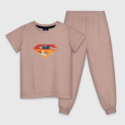 Пижама хлопковая детская Супермен и его пес Крипто DC Лига Суперпитомцы, цвет: пыльно-розовый