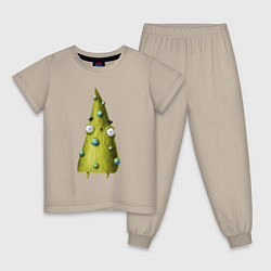 Пижама хлопковая детская Удивленная елочка, цвет: миндальный