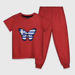 Пижама хлопковая детская Бабочка - Греция, цвет: красный