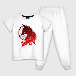 Пижама хлопковая детская Ловец снов и лис с перьями, цвет: белый