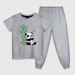 Пижама хлопковая детская Панда бамбук и стрекоза, цвет: меланж