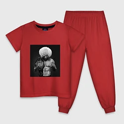 Пижама хлопковая детская Хабиб Нурмагомедов чемпион, цвет: красный