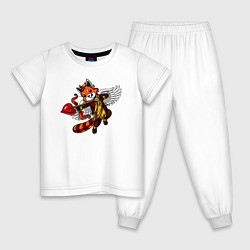 Пижама хлопковая детская Красная панда купидон, цвет: белый