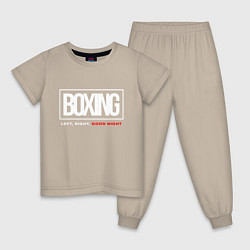 Пижама хлопковая детская Boxing good night, цвет: миндальный