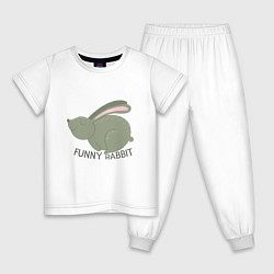 Пижама хлопковая детская Rabbit - Funny, цвет: белый