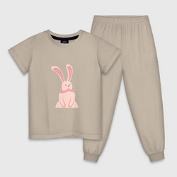 Пижама хлопковая детская Pink Bunny, цвет: миндальный