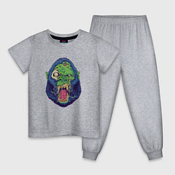 Пижама хлопковая детская Горилла - зомби, цвет: меланж