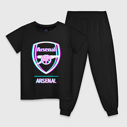 Пижама хлопковая детская Arsenal FC в стиле glitch, цвет: черный