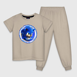 Пижама хлопковая детская Суперский ежик Соник, цвет: миндальный