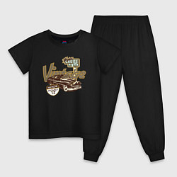 Пижама хлопковая детская Винтаж авто ночной круиз, цвет: черный