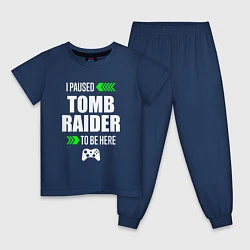 Пижама хлопковая детская I paused Tomb Raider to be here с зелеными стрелка, цвет: тёмно-синий