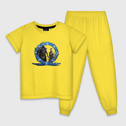 Пижама хлопковая детская Сын и отец GoW Ragnarok, цвет: желтый