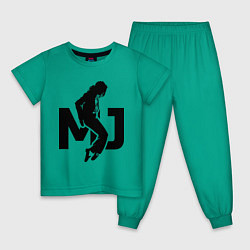 Пижама хлопковая детская MJ Music, цвет: зеленый