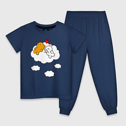 Пижама хлопковая детская Влюбленные медвежата на облаке, цвет: тёмно-синий