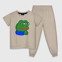 Пижама хлопковая детская Лягушонок Пепе хитрый, цвет: миндальный