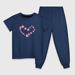 Пижама хлопковая детская Звездное Сердечко, цвет: тёмно-синий