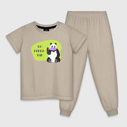 Пижама хлопковая детская Панда - No pandamia, цвет: миндальный