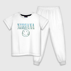 Пижама хлопковая детская Nirvana - смайлик, цвет: белый