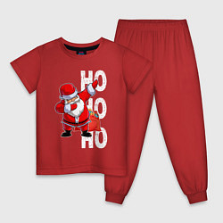 Пижама хлопковая детская Through the snow, Santa Claus, dabbing, цвет: красный
