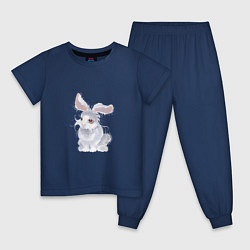 Пижама хлопковая детская Пушистый кролик, цвет: тёмно-синий