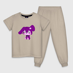 Пижама хлопковая детская Фиолетовый зайка, цвет: миндальный