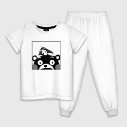 Пижама хлопковая детская Кумамон с другом, цвет: белый
