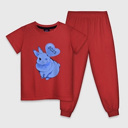 Пижама хлопковая детская Кролик гуашью, цвет: красный