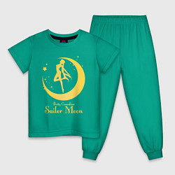 Пижама хлопковая детская Sailor Moon gold, цвет: зеленый
