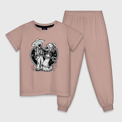 Пижама хлопковая детская Мексиканская парочка, цвет: пыльно-розовый