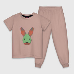 Пижама хлопковая детская Patchwork rabbit, цвет: пыльно-розовый