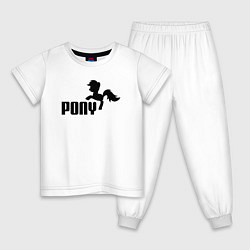 Пижама хлопковая детская Пони вместо пумы, цвет: белый