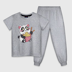 Пижама хлопковая детская Каваи панда ест рамен, цвет: меланж