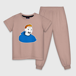 Пижама хлопковая детская Зyмер, цвет: пыльно-розовый