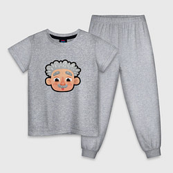Пижама хлопковая детская Мультяшная голова Эйнштейна, цвет: меланж