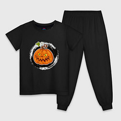 Пижама хлопковая детская Мультяшная злая тыква Хэллоуин, цвет: черный
