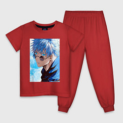 Пижама хлопковая детская Сатору Годжо в очках - Jujutsu kaisen, цвет: красный