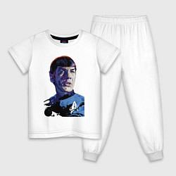 Пижама хлопковая детская Звездный путь - Спок, цвет: белый