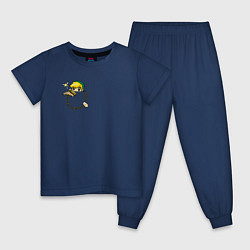 Пижама хлопковая детская Линк в кармане с флейтой, цвет: тёмно-синий