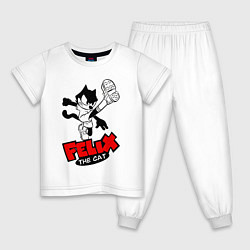 Пижама хлопковая детская Cat Felix - footballer, цвет: белый